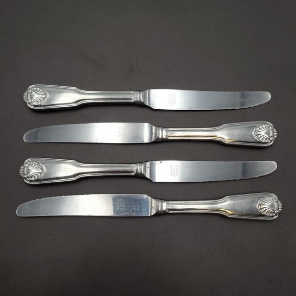TOWLE Stainless Dinner Knife London Shell Flatware GERMANY Set 4 Pcs Vtg - Picture 2 of 7